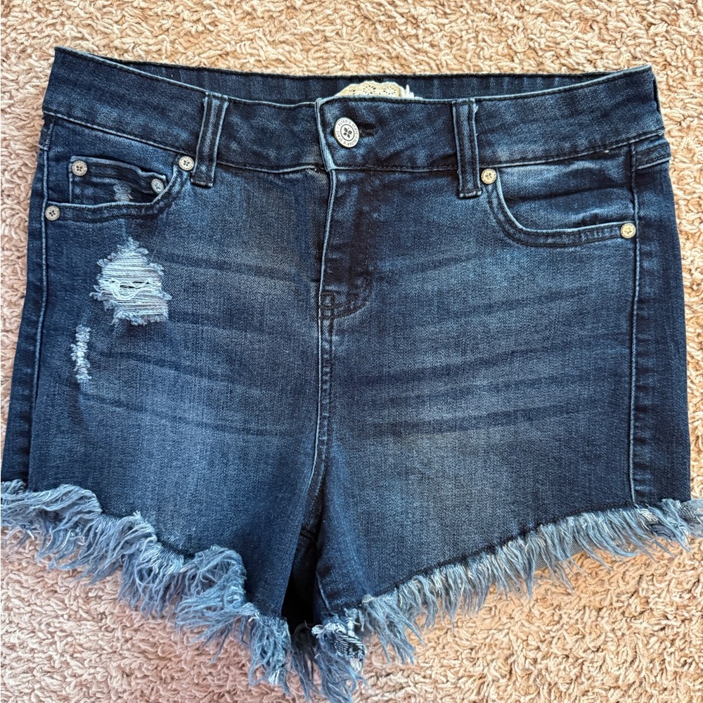 Altar'd State Blue Distressed Jean Shorts